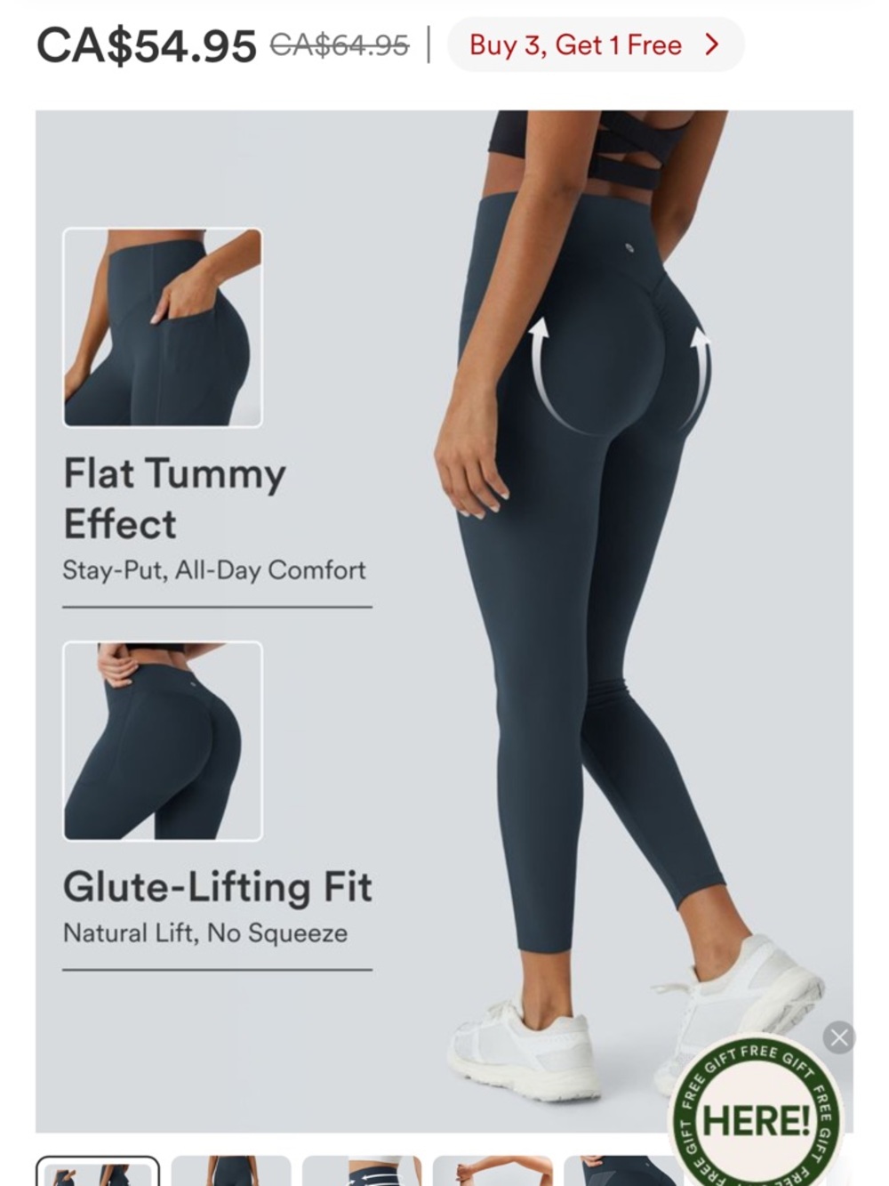 Halara UltraSculpt™ High Waisted Scrunch Butt Lifting Tummy Control (M) Navy NWT